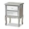 Baxton Studio Leonie Silver Finished Wood and Mirrored Glass 2-Drawer Nightstand 162-10266 - alternate 1